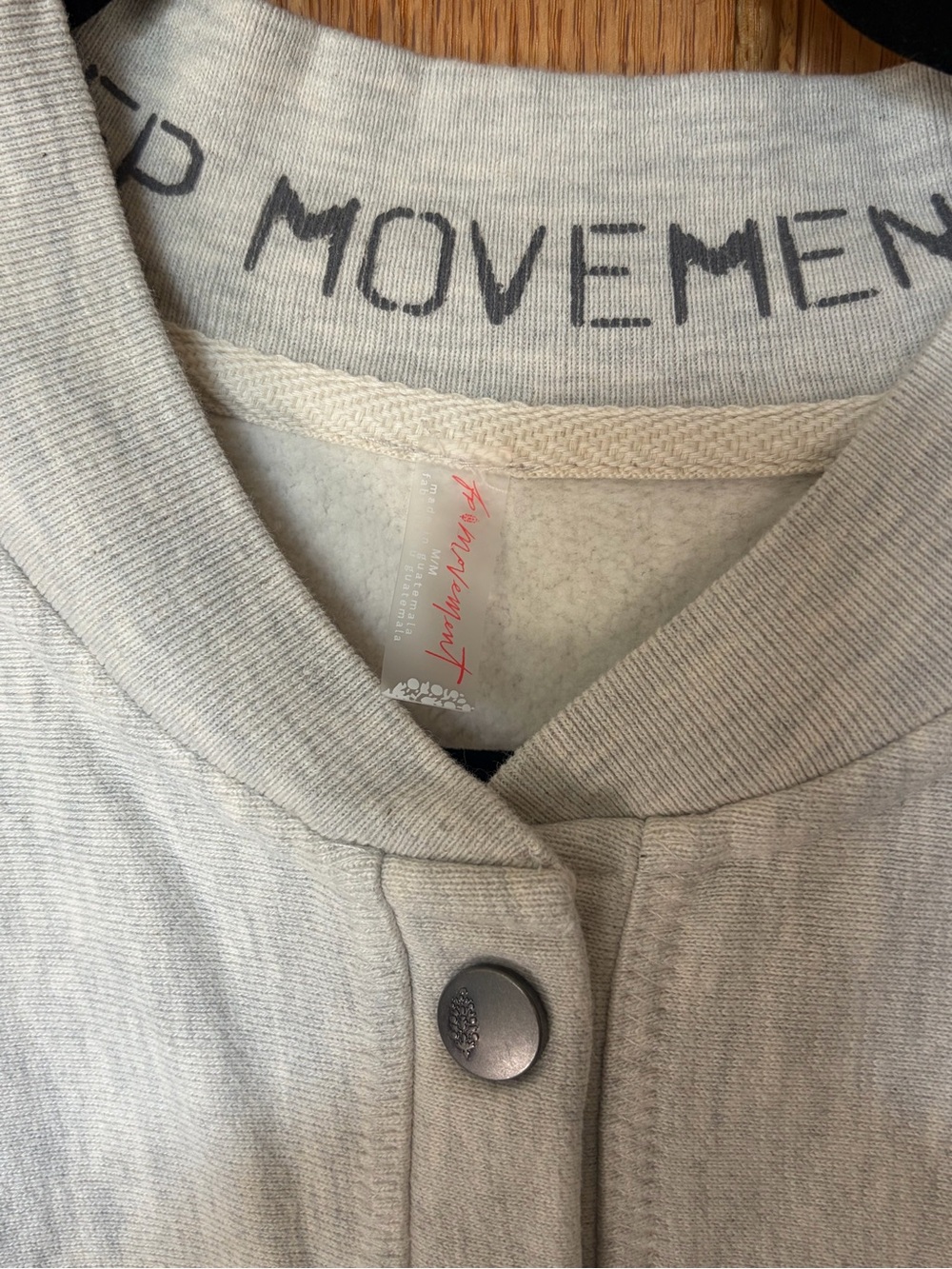 Free People For The Win Oversized Snap-Front Sweatshirt Jacket -Oatmeal Heather - Picture 4 of 8